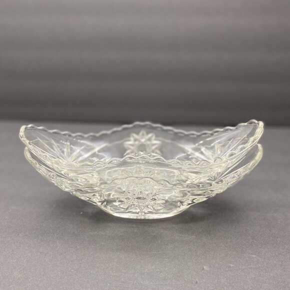 Cut Glass Candy Nut Dish Star Of David Pinwheel Sawtooth Edges Vtg Set Of 2 - Picture 11 of 12